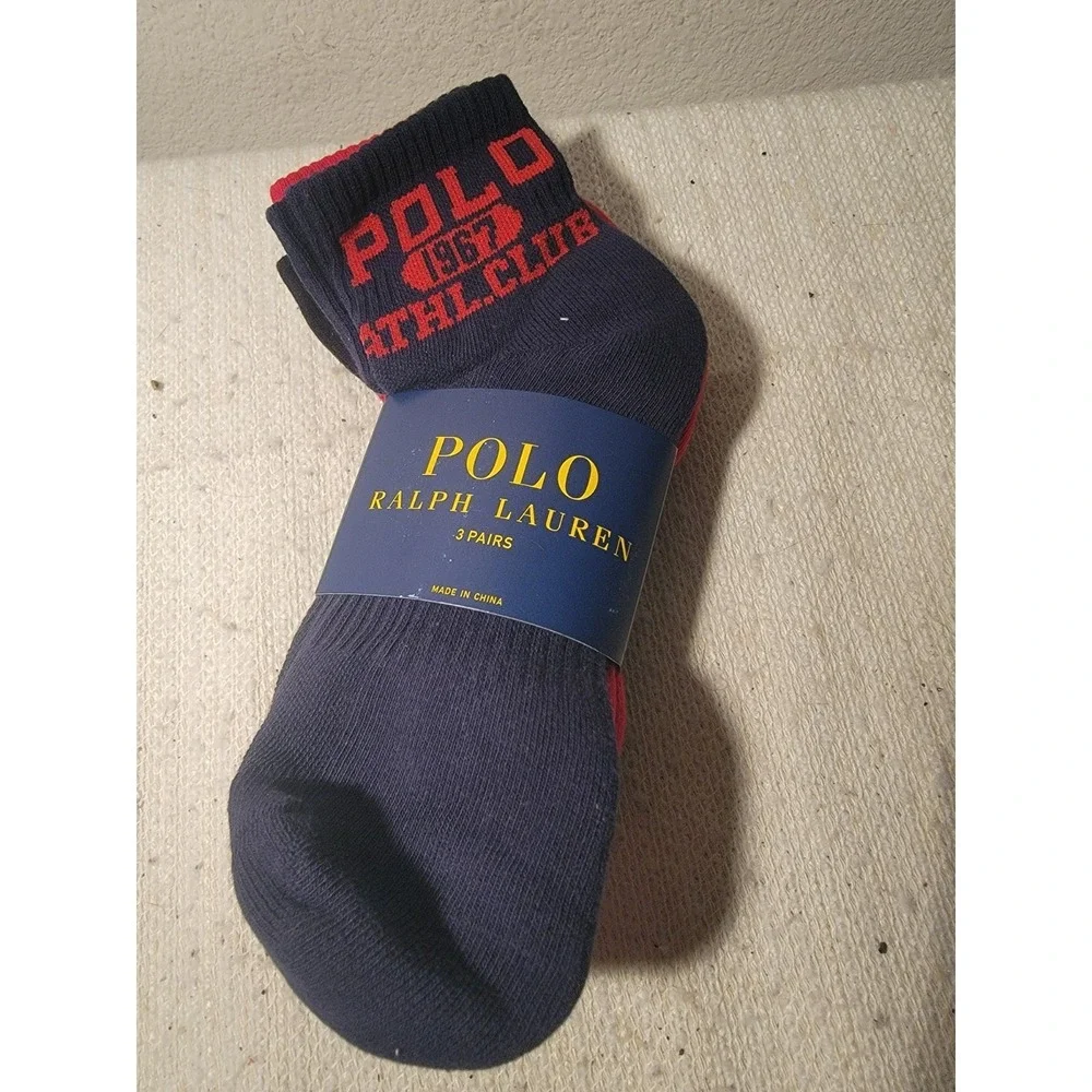 Polo Ralph Lauren 6-Pair Low‎ Cut Socks Black Red Blue Men's Shoe 6-12 1/2 NEW